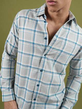 Blue Checked Cotton Shirt – Regular Fit