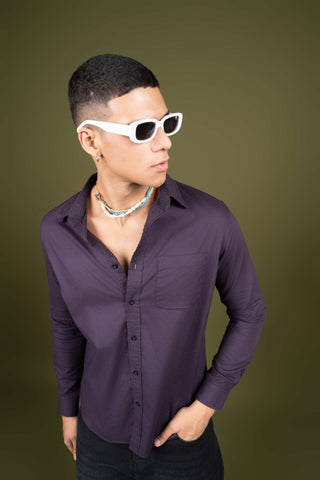 Purple Full Sleeve Cotton Shirt – Regular Fit - Gimaq - The magic shuffle!