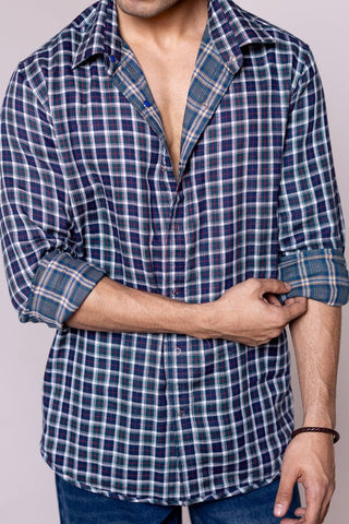 Regular fit Reversible Blue Checkered Shirt - Gimaq - The magic shuffle!