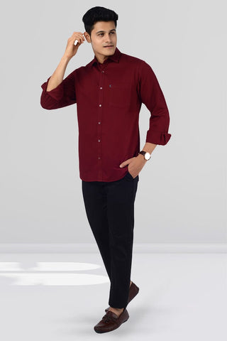 Slim Fit Full Sleeves Shirt - Maroon - Gimaq - The magic shuffle!