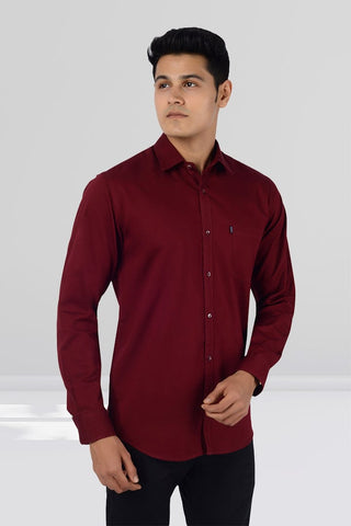 Slim Fit Full Sleeves Shirt - Maroon - Gimaq - The magic shuffle!
