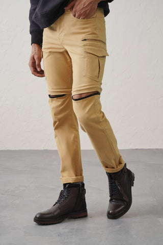 The Slim Fit Detachable Cargo Pants - Khaki