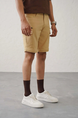 The Slim Fit Detachable Cargo Pants - Khaki Minus One